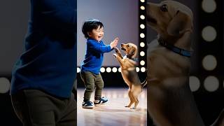 Bebê e o cachorro dançando viralvideo baby bebeanimal criançasshortsgottalent cutebabybebê [upl. by Atilam]