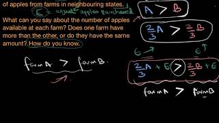 Two step inequalities word problems apples Hindi [upl. by Goodden]