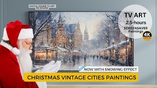 Christmas Old Cities Snowing 4K Art TV Snowing Effect Slideshow [upl. by Hyrup]