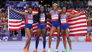 The Ladies Of Team USA Win Gold In The 4x100 Relay [upl. by Kristina834]