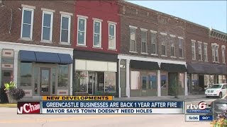 Greencastle businesses bounce back 1 year after downtown fire [upl. by Janaya471]