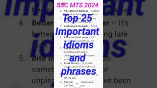 SSC MTS top 25 idioms and phrases ssc [upl. by Oker]