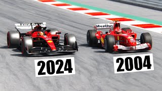 Ferrari F1 2024 Pre Season vs Ferrari F1 2004 at Spa Francorchamps [upl. by Syramad701]