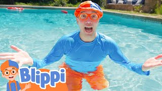 Blippi Takes Swimming Lessons  Blippi  Learn Colors and Science [upl. by Atikahc518]