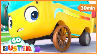 The New Tyres Gone Wrong  Go Buster  Bus Cartoons amp Kids Stories [upl. by Nnylrahc]