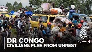 Thousands flee in eastern DR Congo as M23 rebels advance near Goma [upl. by Atoiganap]