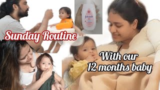 Summer Day Routine for 12 month baby  Best baby Shampoo  Johnson’s baby Products Review [upl. by Aynodal]