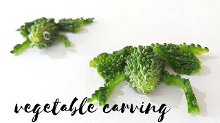 VEGETABLE CARVING  FROG  BITTER GOURD  EASY  DIY  CUTE  18 ArtHighlights [upl. by Bowe660]