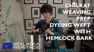 Chilkat Weaving Prep Dyeing Weft with Hemlock Bark with Lily Hope [upl. by Sivet]