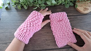 Easy Crochet Fingerless Gloves  Crochet amp Crafts Therapy [upl. by Emarie485]