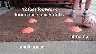 12 fast footwork four cone soccer drills [upl. by Rebeh]