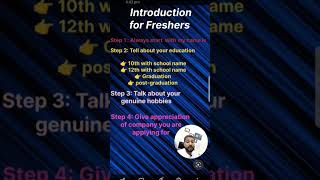 Introduction for freshers  Interview preparation english interview shorts [upl. by Werdma]