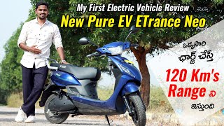 Pure EV ETrance Neo Ride Review in Telugu I Best Electric Scooter in Budget I Vaibhavs View [upl. by Mloc]