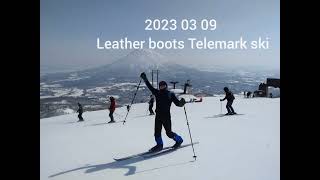 2023 03 09 Leather boots Telemark ski  niseko [upl. by Eibbob]