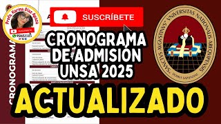 CRONOGRAMA DE LOS PROCESOS DE ADMISIÓN UNSA 2025 ACTUALIZADO viral unsa datos arequipa admision [upl. by Ydda]