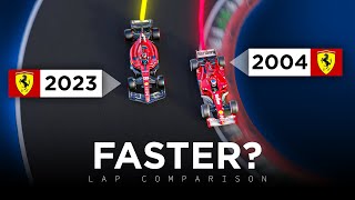 Is Ferrari 2004 FASTER than 2023 around Monza  3D Analysis [upl. by Briano]