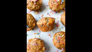 Little Bites Birthday Cake Mini Muffins  healthy glutenfree copycat recipe [upl. by Arezzini]