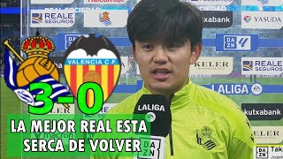 TAKE KUBO REACCIONA A LA VICTORIA REAL SOCIEDAD 30 VALENCIA GOL DE TAKE KUBO [upl. by Ziul]