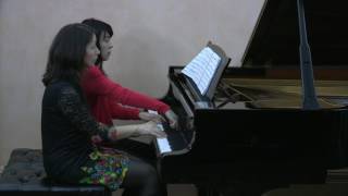 Bach Piano Duet 1st mvt of Brandenburg Concerto 1 transcribed by Eleonor Bindman with Jenny Lin [upl. by Danieu]