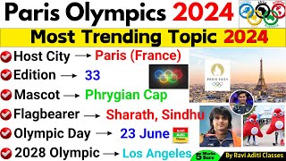 Paris Olympics 2024 GK  Paris Olympics Important Question  Sports Current Affairs 2024 [upl. by Conlee]