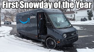 Working in Rivians Electric Delivery Van During A Snowstorm [upl. by Bess]