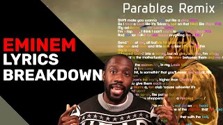 Eminem  Parables Remix Lyrics BREAKDOWN ANALYSIS REVIEW REACTION [upl. by Aryek]