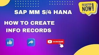 How to Create Info records in SAP MM S4 HANA [upl. by Ylam277]