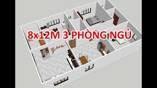 GỢI Ý NHÀ CẤP 4 DIỆN TÍCH 8X12M 3 PHÒNG NGỦ ĐẸP TIỆN NGHI [upl. by Lemon]