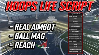 NEW Hoops Life Script GUI Hack OP Aimbot Reach Ball Mag AND MORE PASTEBIN [upl. by Aznaed]