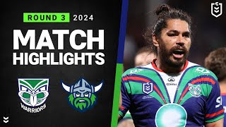 NRL 2024  Warriors v Raiders  Match Highlights [upl. by Tessil]