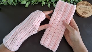 How to Crochet Easy Fingerless Gloves Mitts DIY Tutorial  Crochet amp Crafts Therapy [upl. by Siahc392]