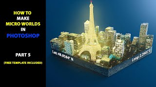 How to Make Microworlds in Photoshop  Glowing Eiffel Tower Microworld  Speed Art [upl. by Athey]