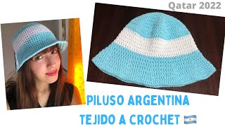 Piluso tejido a crochet de Argentina 🇦🇷 para este mundial qatar2022 nivel PRINCIPIANTES [upl. by Nellie]