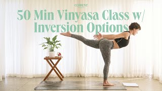 50 Min Full Body Vinyasa Class w Inversion Options  Svadhyaya Self Study [upl. by Antonetta]