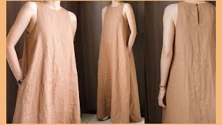 DIY Sleeveless Linen Maxi Dress  Linen Dress  Summer Dress [upl. by Huston14]