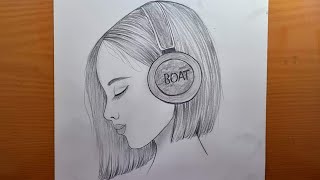 Comment dessiner une fille portant un casque  Croquis au crayon pour débutant  Dessin de fille [upl. by Nowaj]