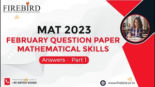 Feb MAT MBA 2023  MATHEMATICAL SKILLS Part 1 QampA mat2023 febmat2023 [upl. by Bobbette]