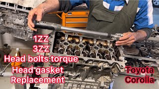 1ZZ Engine Head Bolts Torque  Head Gasket Replacement Of Toyota Corolla [upl. by Einiar]