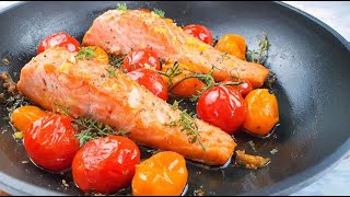 Somon la tigaie  One pan salmon with cherry tomatoes [upl. by Snowber423]