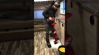 Drilling Ice Holes😂😂🎣 Full Video in Comments icehouse icefishing shorts 2022inshorts [upl. by Nawuj]