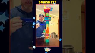 Building amp SMASHING the Tallest Magnetic Tower  Fun Shape Adventure for Kids [upl. by Anitrak]