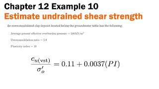 Chapter 12 Example 10  Estimate undrained shear strength [upl. by Undine]