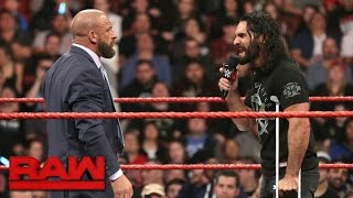 Seth Rollins signs Triple Hs Hold Harmless Agreement Raw March 27 2017 [upl. by Anazraf383]