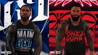 WWE 2K24 vs WWE 2K23  Jey Uso Entrance Comparison YEET [upl. by Ladnar]