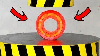 EXPERIMENT Glowing 1000 degree BEARING vs HYDRAULIC PRESS 100 TON [upl. by Assener682]