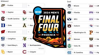 Bracketology 2024 College Basketball Tournament Predictions amp Completed Bracket 4 [upl. by Robinette241]