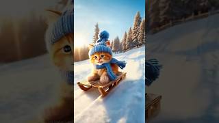 ❄️🐾 The Orange Kitten’s Snowy Adventure 🎁🛷cat cattales catfunny catshorts animation [upl. by Ahsitra]