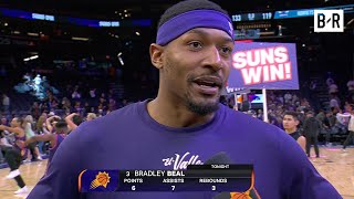 Bradley Beal on Return From Injury Suns Big 3s First Win Happy to be back [upl. by Hayimas]