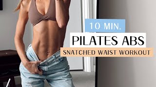 10 Min SNTACHED WAIST  Pilates Abs amp Core Workout  Fit By Angela [upl. by Nnylsaj526]