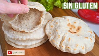 PAN ÁRABE SIN GLUTEN Pan de Pita  SIN GLUTEN SIN LACTOSA VEGANO [upl. by Hoseia]